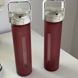 Two- 16 ounce glass Starbucks water/beverage bottles